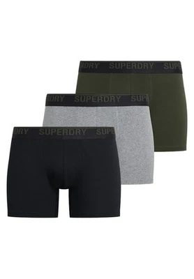 Superdry Boxer Shorts 3 Pack Underwear Mid Length Triple Pack Black Olive Grey