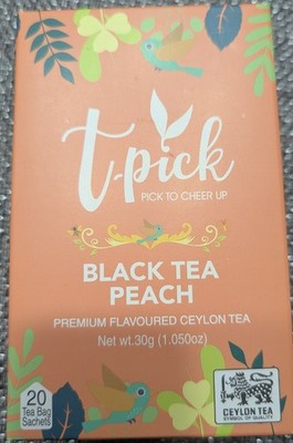 T.pick Black Tea Peach   Premium Ceylon Tea, 20 Bags, Fruity & Uplifting Blend