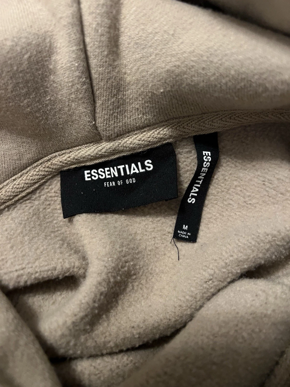 Felpa con cappuccio Fear of God Essentials logo 3M taglia M FW19 colore twill