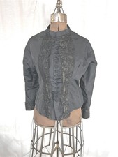 antique bodice top blouse black gabardine bust 34 boned original 1880s