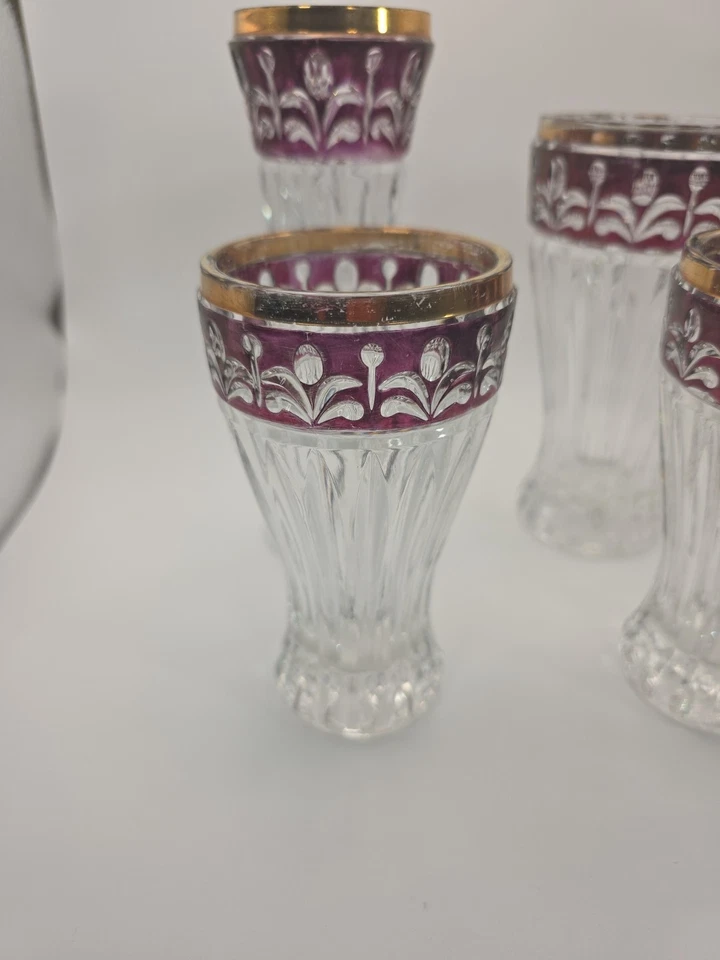 Set Of 4 Vintage Ruby Red Flass Tumblers/Glasses With Gold Trim - Image 4 of 4