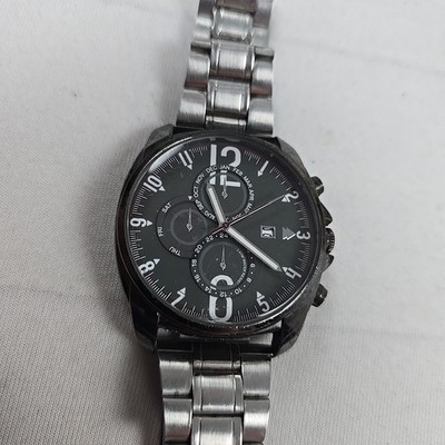 Defacto Herren Armbanduhr   Edelstahl   Schwarz/Silber   Chronograph Design