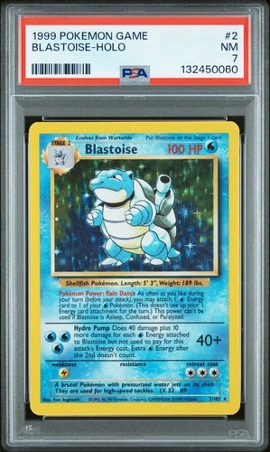 1999 POKEMON BASE SET UNLIMITED #2 BLASTOISE-HOLO PSA 7