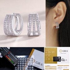 D Color VVS1 Moissanite Solitaire Huggie Hoop Earrings Women 925 Sterling Silver