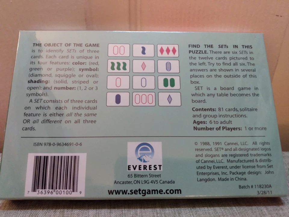 SET Family Game of Visual Perception 2011 Set Enterprises - New In Shrink Wrap - Image 2 of 2