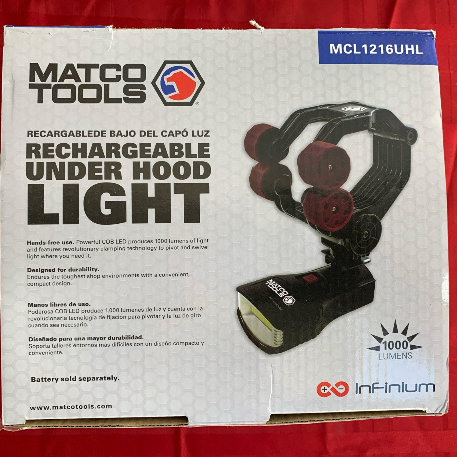 Matco Tools 12V & 16V CORDLESS INFINIUM™ RECHARGEABLE UNDER HOOD LIGHT-1k Lumens