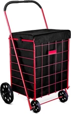 (BAG)Folding Grocery Basket Cart Shopping Wheel Large Utility Laundry18"X15"X24"