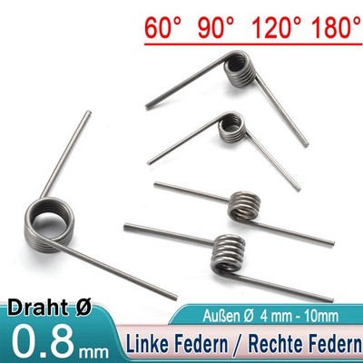 Schenkelfedern / Torsionsfedern / Drehfeder / Spannfeder Edelstahl linke Feder