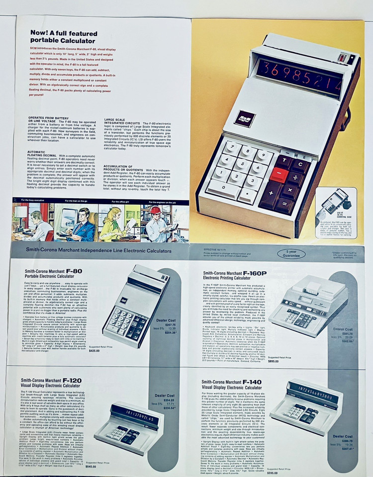 RARE 1971-Vtg Catalog & Price List Smith-Corona Marchant Electronic Calculators