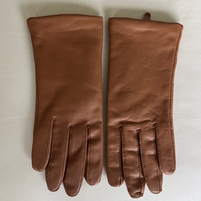 NWOT Fine Leather Fully Lined Saddle Brown Gloves M L New
