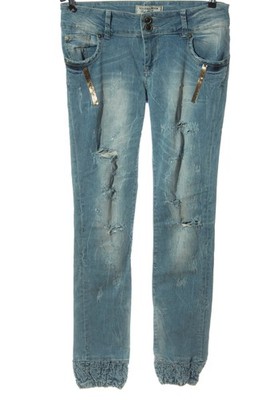 BERSHKA Hüftjeans Damen Jeans Gr. DE 40 blau Casual-Look