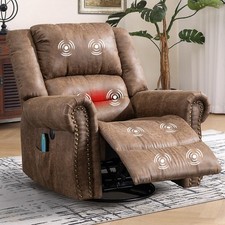 360  Swivel Rocker Recliner Manual Glider Reclining Chair with Massage and Heat