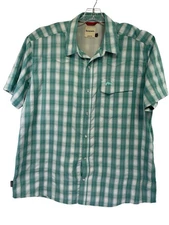 Simms Mens XL Multicolor Plaid Pearl Snap Vented S/S Fishing Shirt (B22) EUC