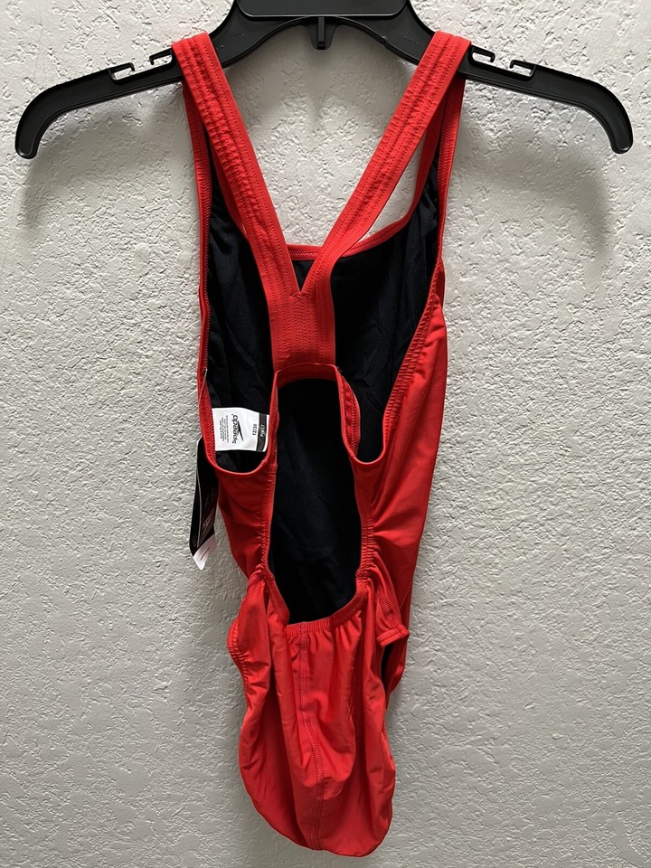 Speedo Women Red Swimsuit One Piece Prolt Super Pro Solid Adult Sz 12 /