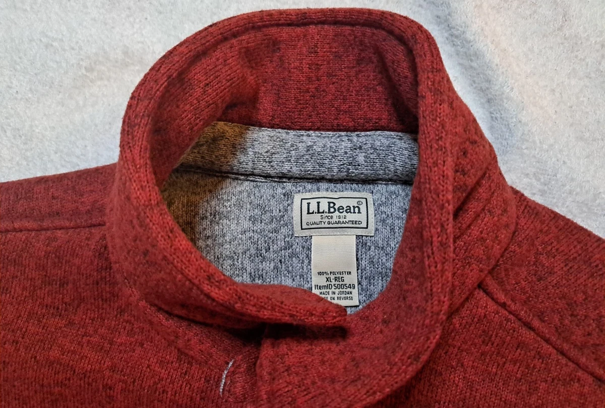 LL Bean Long Sleeve Sweater Fleece Shirt Jacket Snap Up Hickory