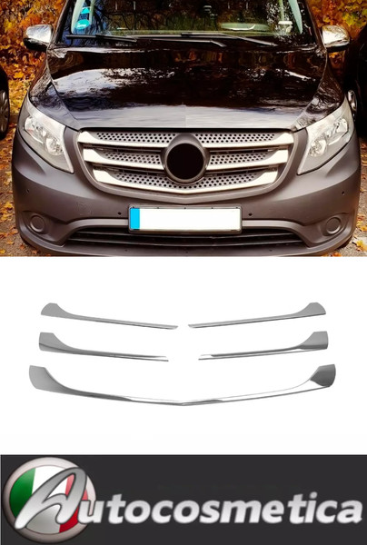 5 StüCk KüHlergrillleisten Chrom Edelstahl FüR Mercedes Vito W447 14-19-image