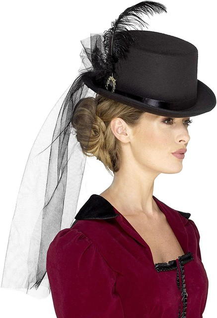 Deluxe Ladies Victorian Top Hat Black 