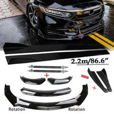 For Honda Accord Sport 18-20 Front Bumper Lip Spoiler Side Skirt Rear Gloss Blac