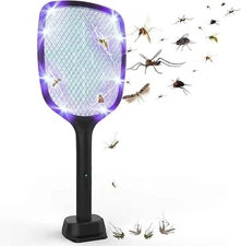 2 in 1 Electric Fly Swatter & Mosquito Killer Lamp with 4000V Indoor Outdoor