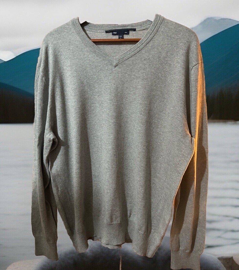 Perfect Gap Men’s Sweater XL Gray V-Neck 100% Cotton (14)
