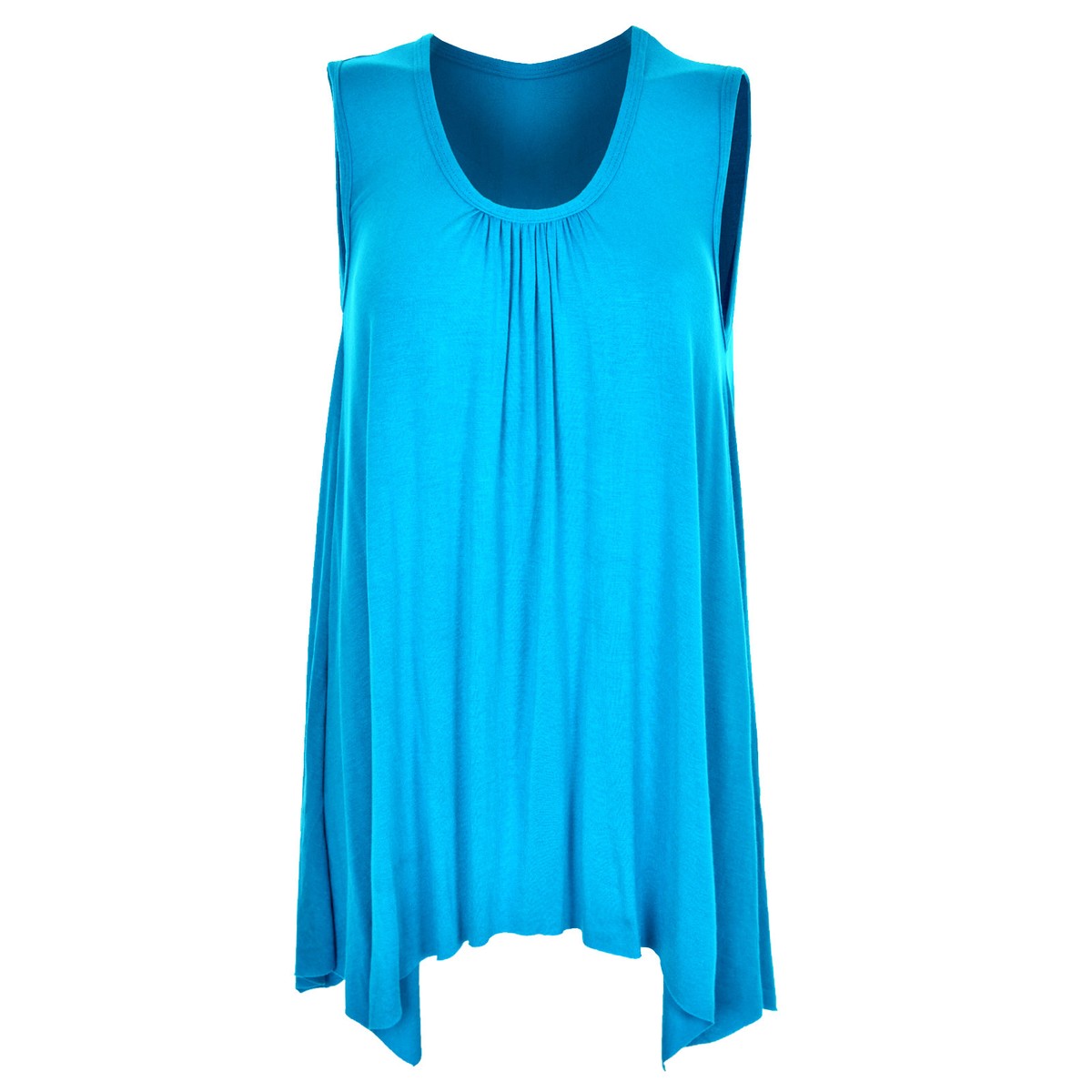 Women's Asymmetric Hanky Hem Top - Sleeveless Flared Vest, Charcoal, Size XXXL - View #8