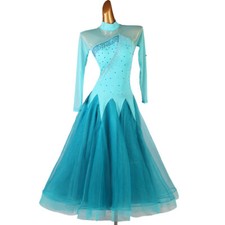 Latin Ballroom Dance Dress Modern Salsa Waltz Standard Long Dress F568 2 Colors