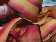 silk ribbon 1" on the bias hand dyed 1yd made in USA liquid amber