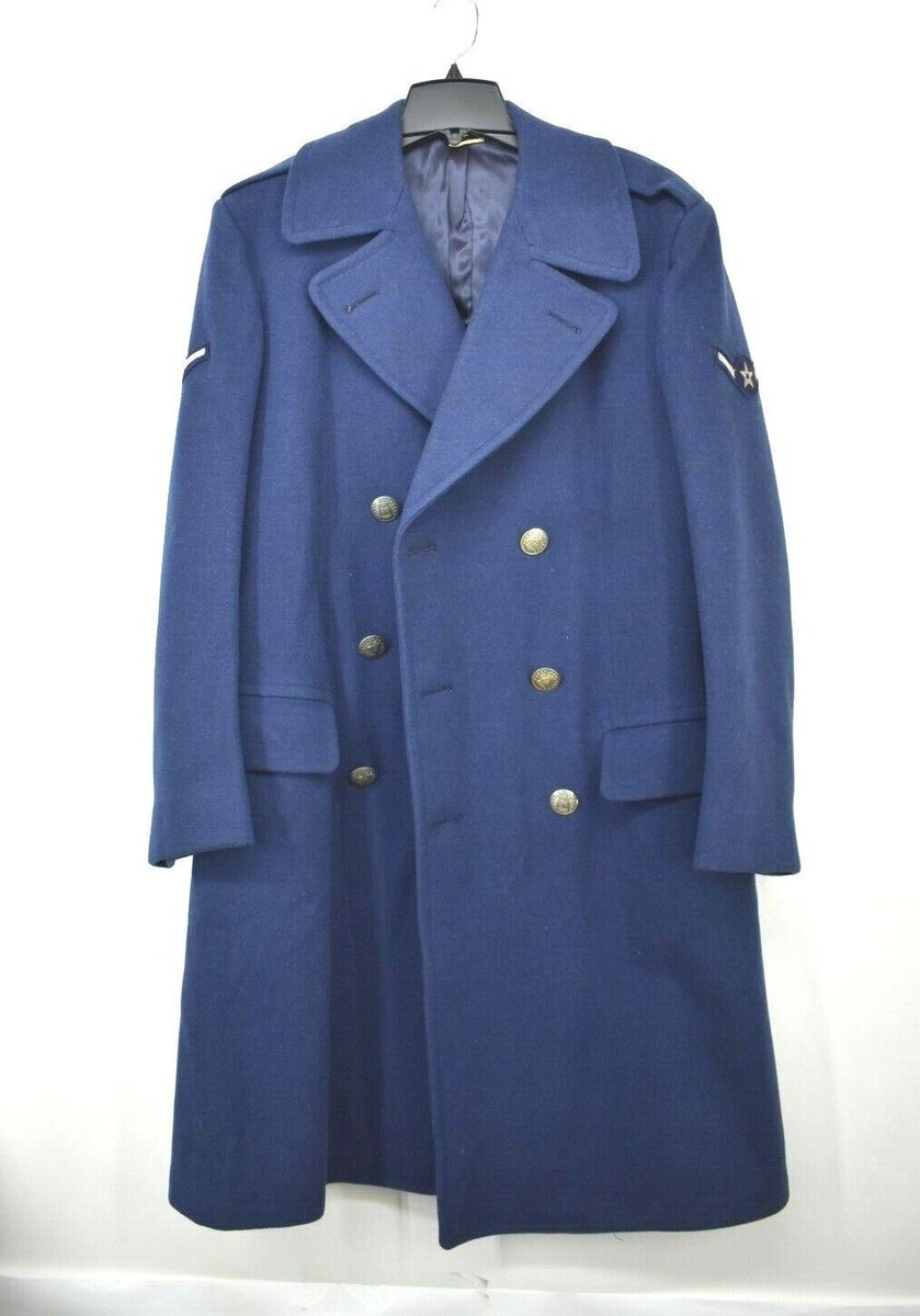 Vintage Air Force Wool Overcoat Chevron E-2 Airman Sleeve Patches