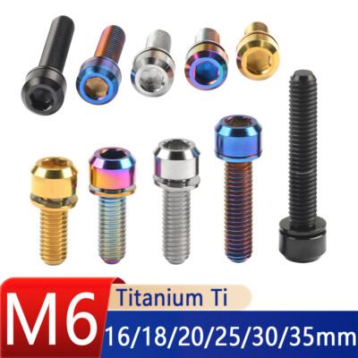 #ad #ad M6 Bicycle Stem Bolts Titanium Cap Allen Head MTB Socket Screws Washer 16 35mm $116.06