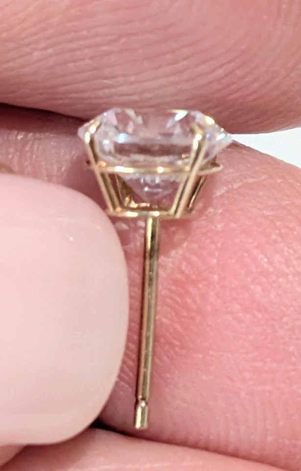 RL Ralph Lauren 10k 黄金 1ct CZ 单耳钉 — 第 3/4 张图片