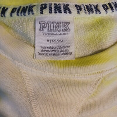 Sweat Crop Victoria's Secret PINK - French Terry - Jaune Fluo/vert - Taille S - Neuf Avec étiquette