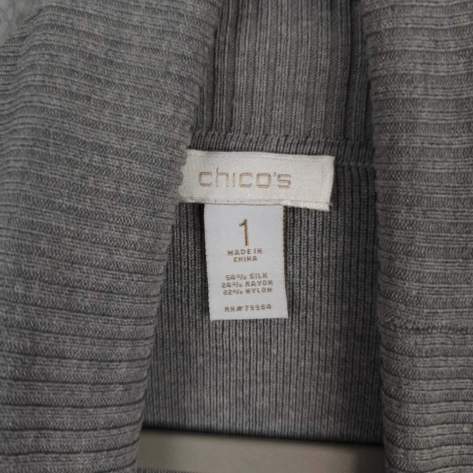 Женский свитер Chicos 1 США средний серый водолазка шелковая смесь пуловер легкий - Изображение 4 из 4