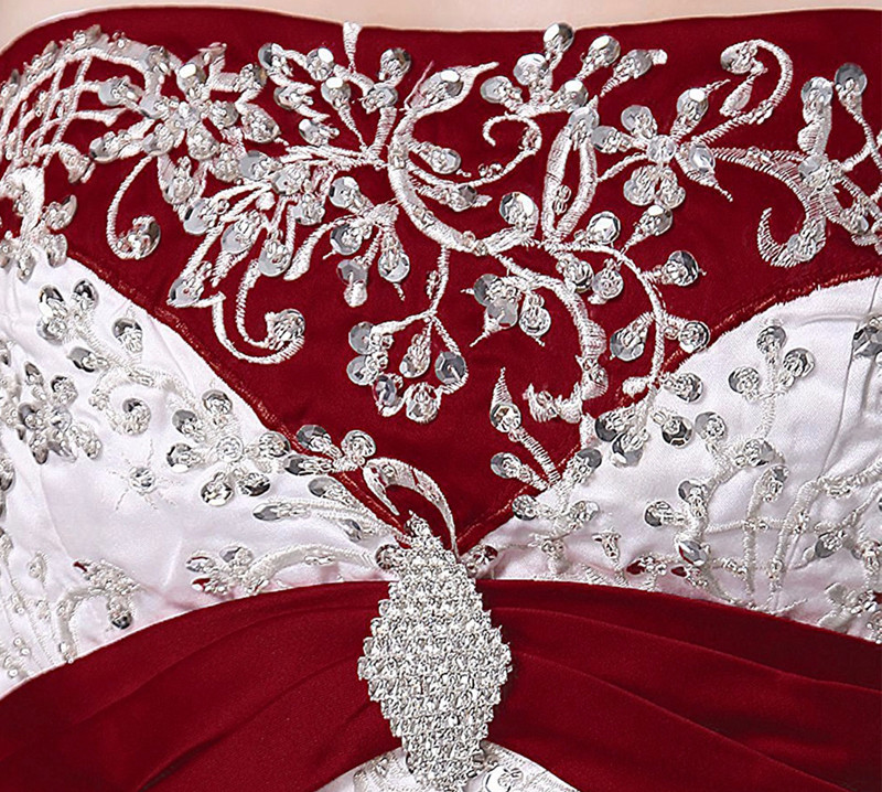 White & Purple Vintage A-Line Strapless Bridal Gown - Bead Embroidery, Satin, Custom Sizing Available