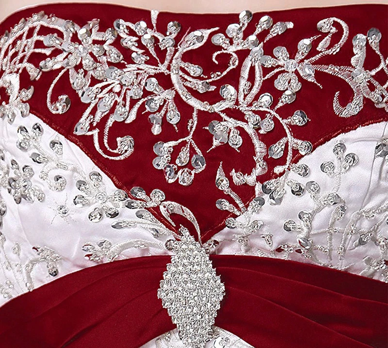 A Line Strapless Bead Embroidery White Purple Vintage Bridal Gown Wedding Dress - Image 4 of 4