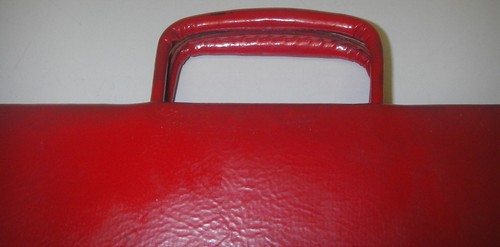 Vintage 1950s Handbag Purse Satchel Red/black corner Trim Metal Zipper Retro - Picture 7 of 8