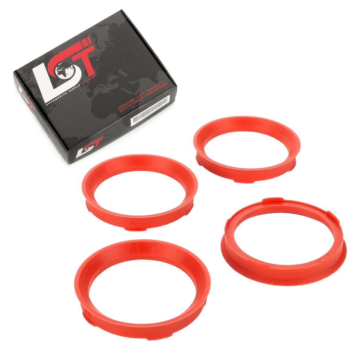 4x centering rings spacers for alloy wheels Ø 57.1 mm - 67 mm for VW LUPO PASSAT