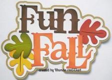 Fun Fall girl boy paper piecing title premade scrapbook page Rhonda rm613art