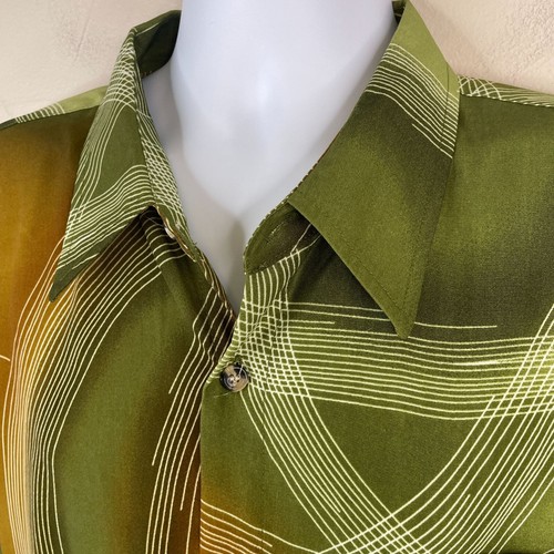 Virgola Uomo 70s 80s Vintage Mens Shirt Size XL Green Retro Indie Abstract Disco - Picture 6 of 11