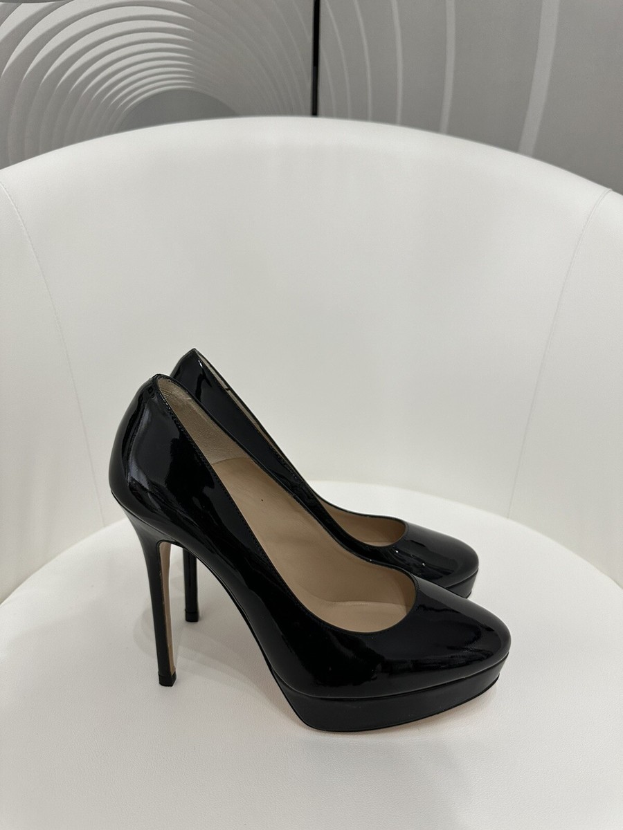 All Saints Black Patent Leather Platform High Heels Size EU 38