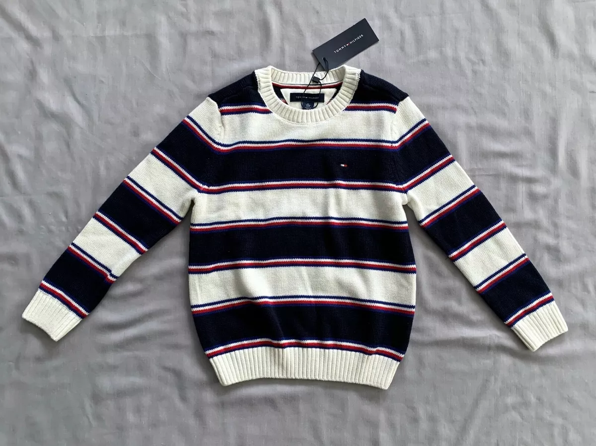NWT TOMMY HILFIGER Kids BOYS STRIP KNIT JUMPER SWEATER SZ XS 4 5