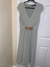 Ralph Lauren Women’s Buckled V-Neck Pleated Jersey Dress Lined Green Size 6