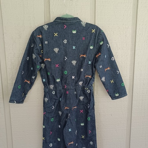 Kenzo Kids All in One Embroidered Denim Jumpsuit Size 12Y Nonstretch Zip - Picture 7 of 16