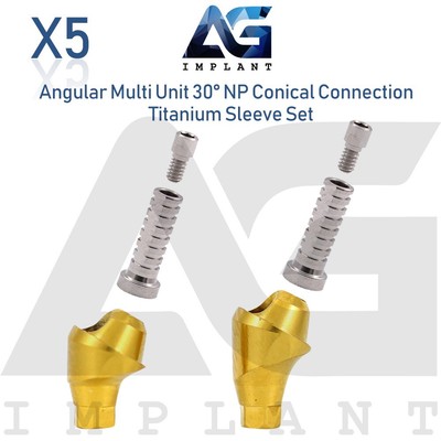 5 Angular Multi Unit Abtment 30° Conical Connection NP Titanium Set