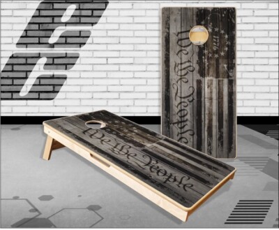 We The People 1776 Distressed Flag Wood Cornhole Boards Bean Bag Toss Game
