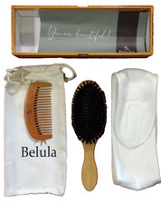 Belula 100 Boar Bristle Brush Set with Spa Headband Included