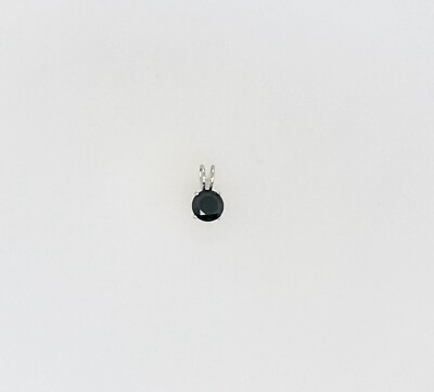 1.00ctw Round Jet Black Natural Diamond Pendant 14K Solid White Gold