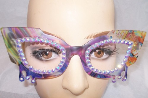 UNIQUE BOUTIQUE PURPLE RAIN READING GLASSES PURPLE RHINESTONES 2.50 CATEYE - Picture 5 of 5