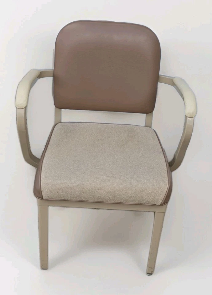 ECK Adams 中世纪现代钢乙烯和织物侧椅办公室蒸汽朋克 — 第 2/4 张图片