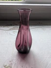 Vintage Blenko Hand Blown Glass Bud Vase Purple Pinched 7"