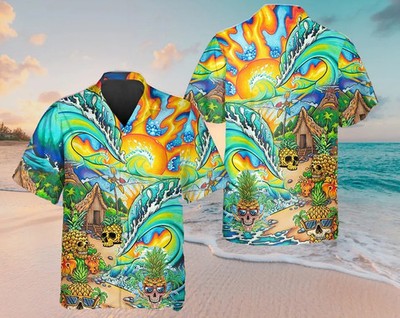 Colorful Skull Village Hawaiian Shirt Aloha Beach Vacation